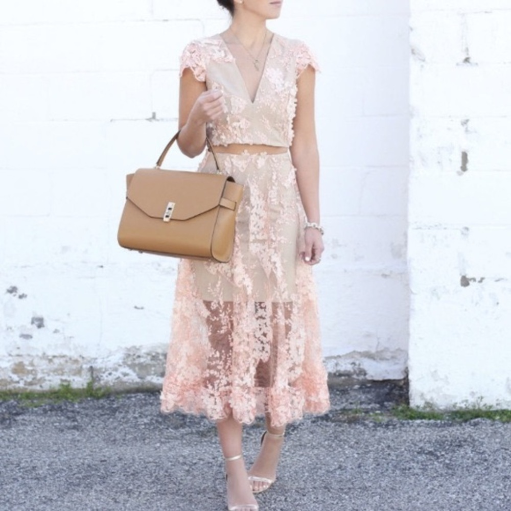 DRESS THE POPULATION | Two Piece Midi Skirt Set - Picture 3 of 16